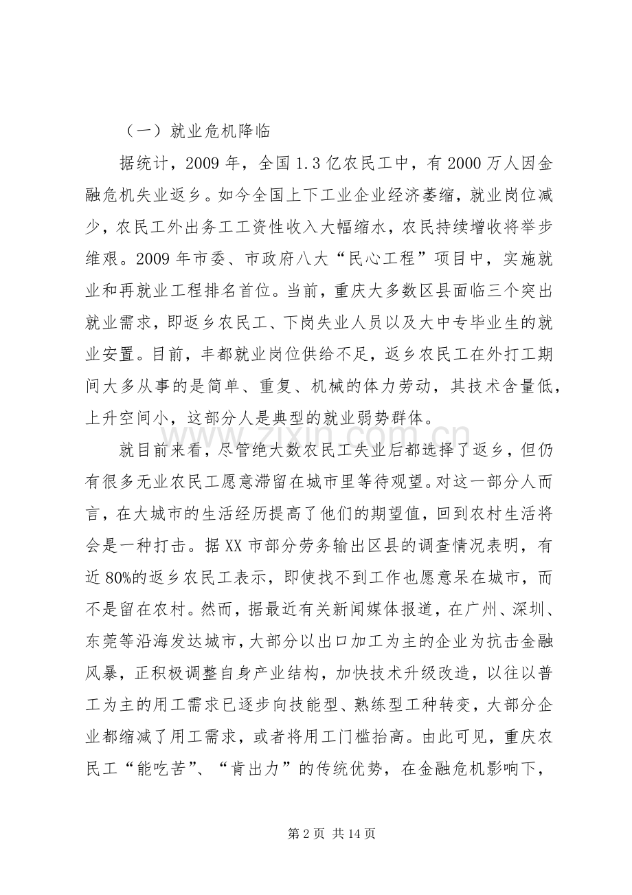 金融危机影响下应对农民工返乡潮的思考.docx_第2页