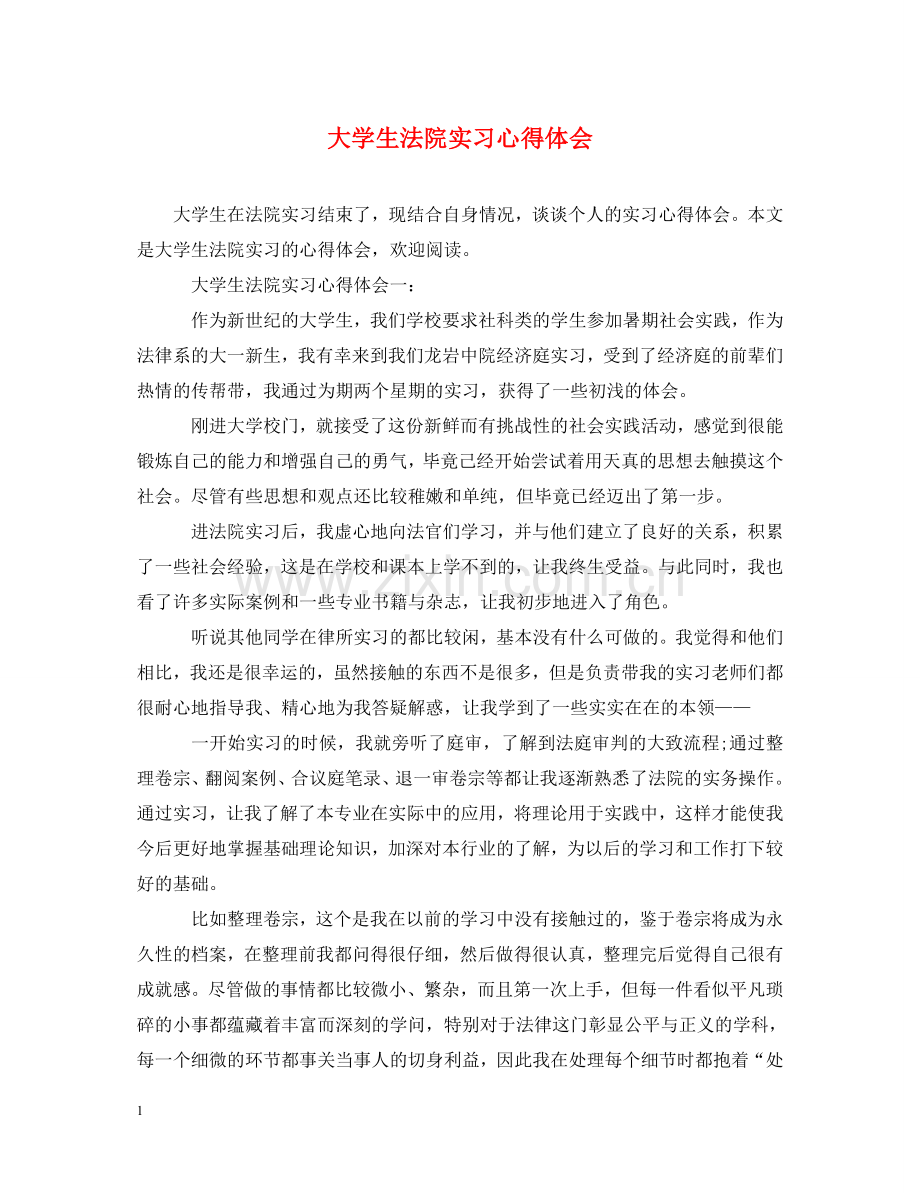 大学生法院实习心得体会 .doc_第1页