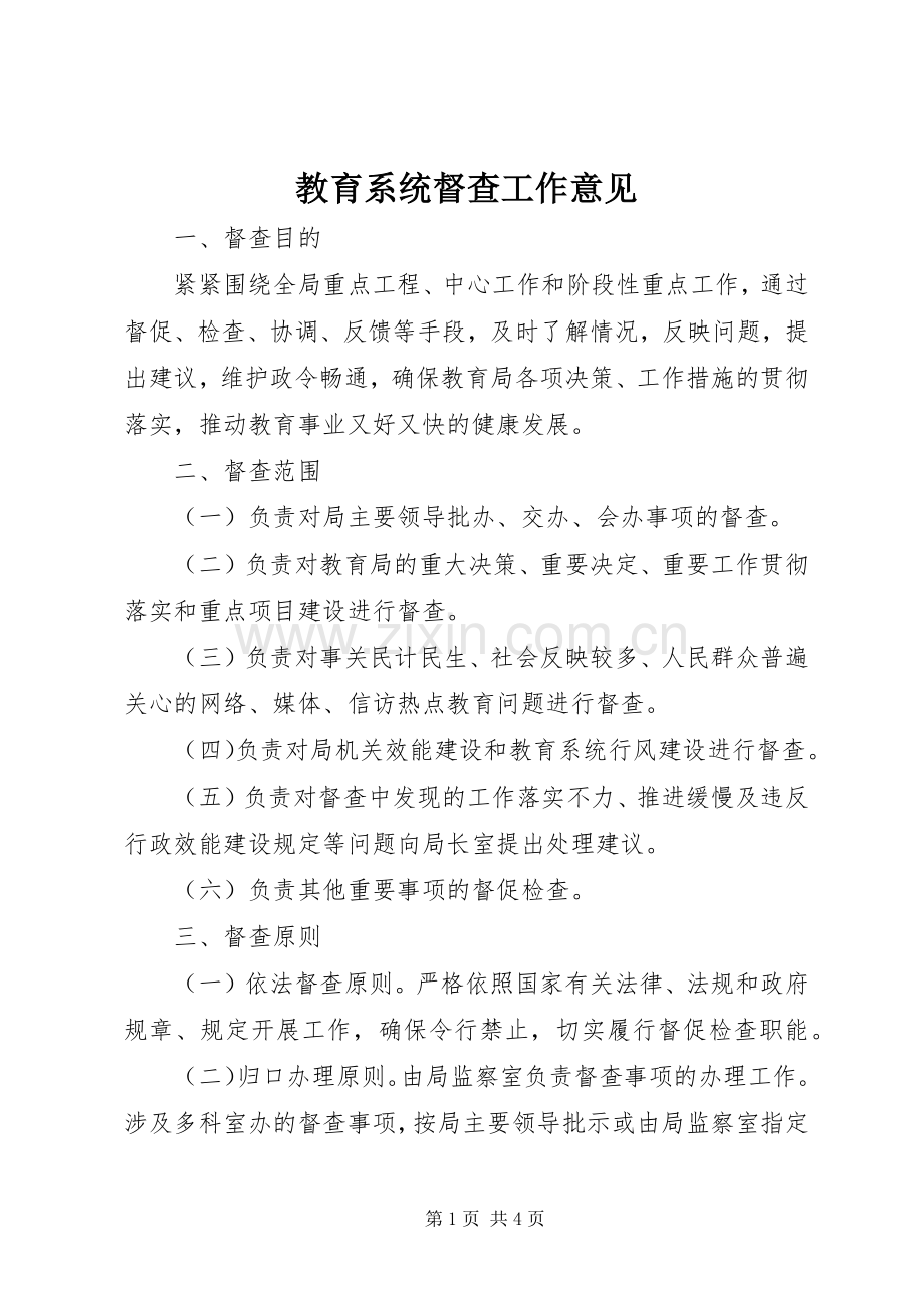 教育系统督查工作意见.docx_第1页