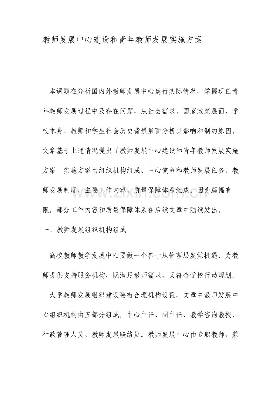 教师发展中心建设和青年教师发展实施方案文档.doc_第1页