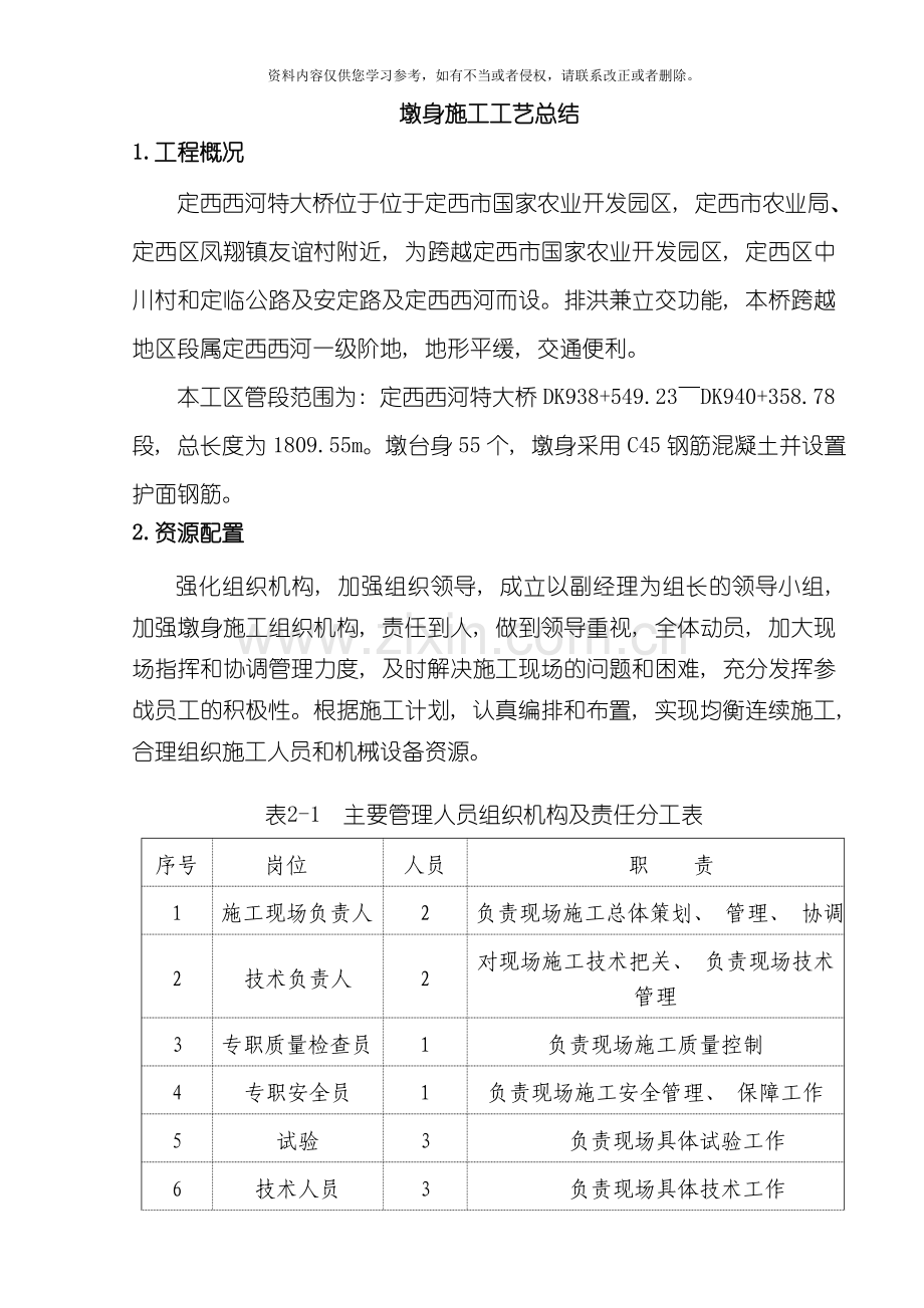 墩身施工工艺总结模板.doc_第1页