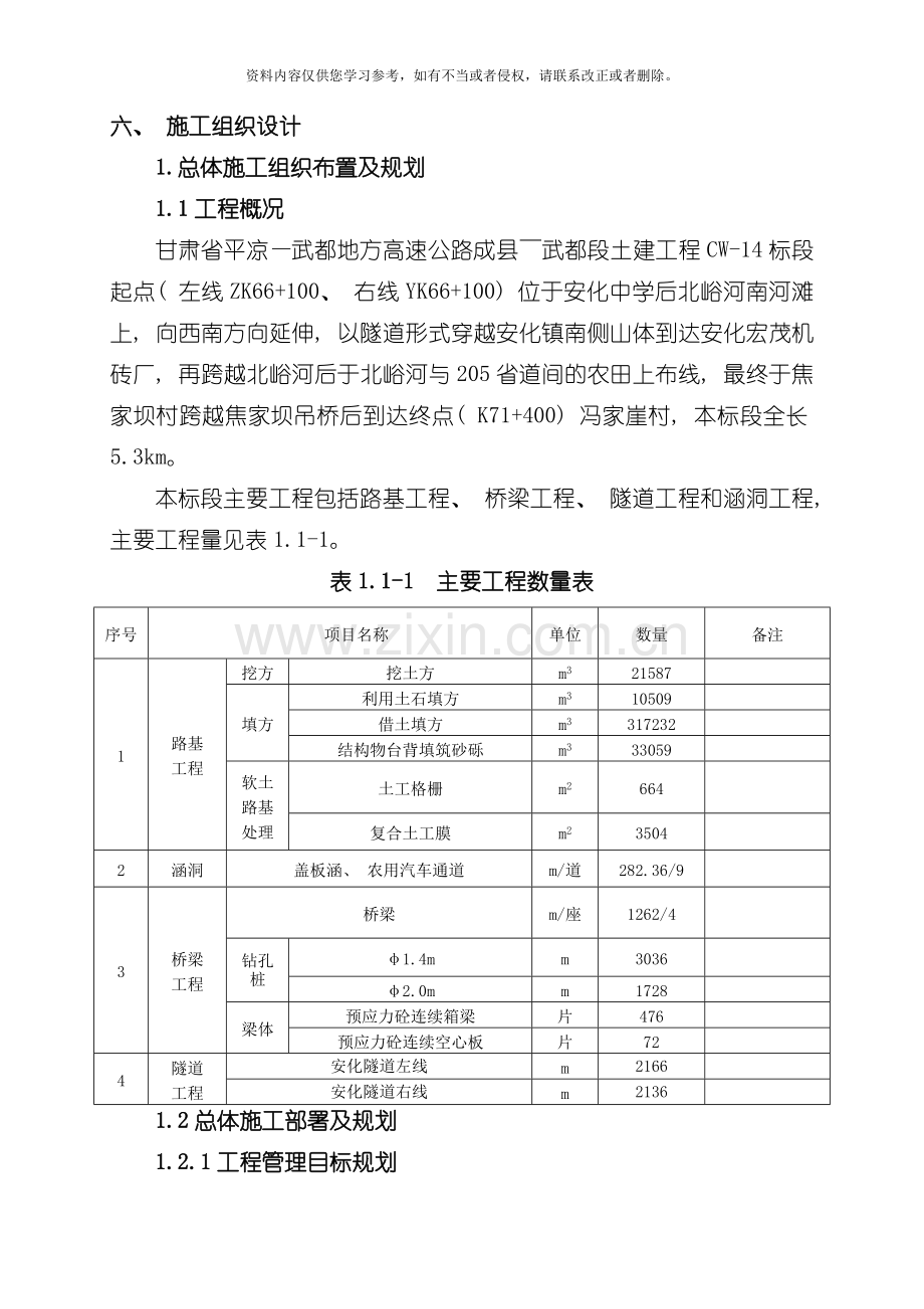 成武高速标施工组织设计模板.doc_第1页