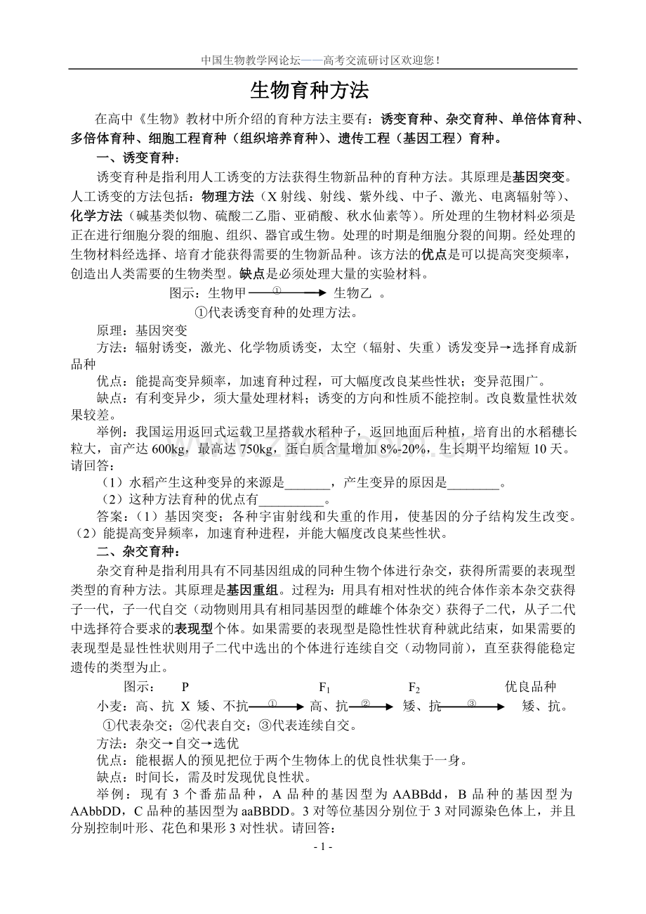 【高考复习专题】生物育种方法总结.doc_第1页