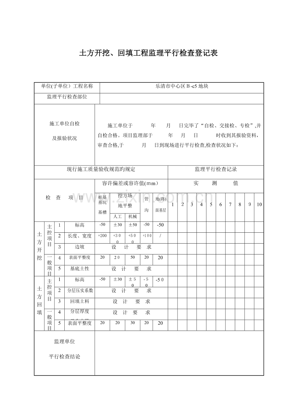 2023年监理平行检查记录表全套.docx_第1页