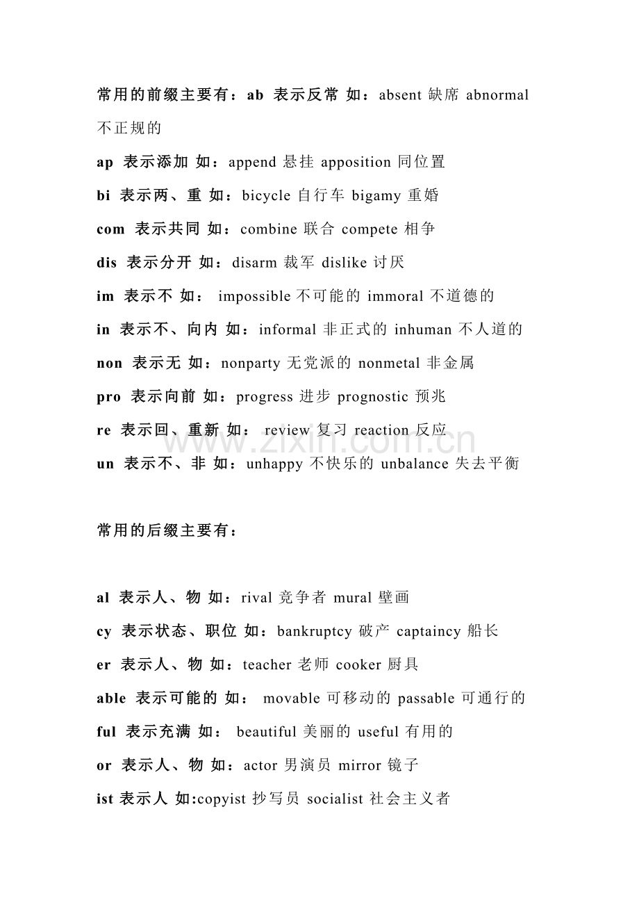初中英语常用的英语词缀.docx_第1页