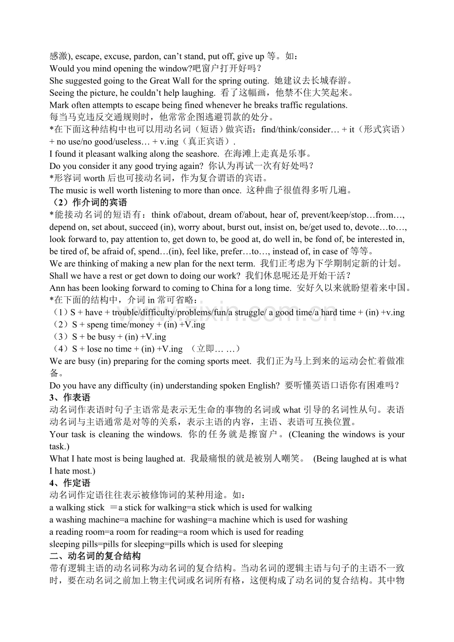 高中英语语法专题精讲精练-动名词.doc_第2页