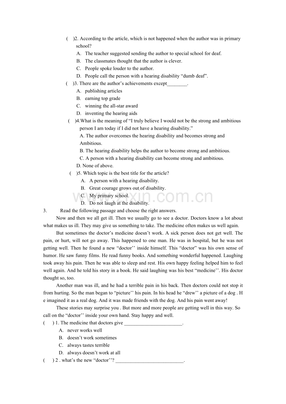 九年级英语阅读理解练习题.doc_第2页