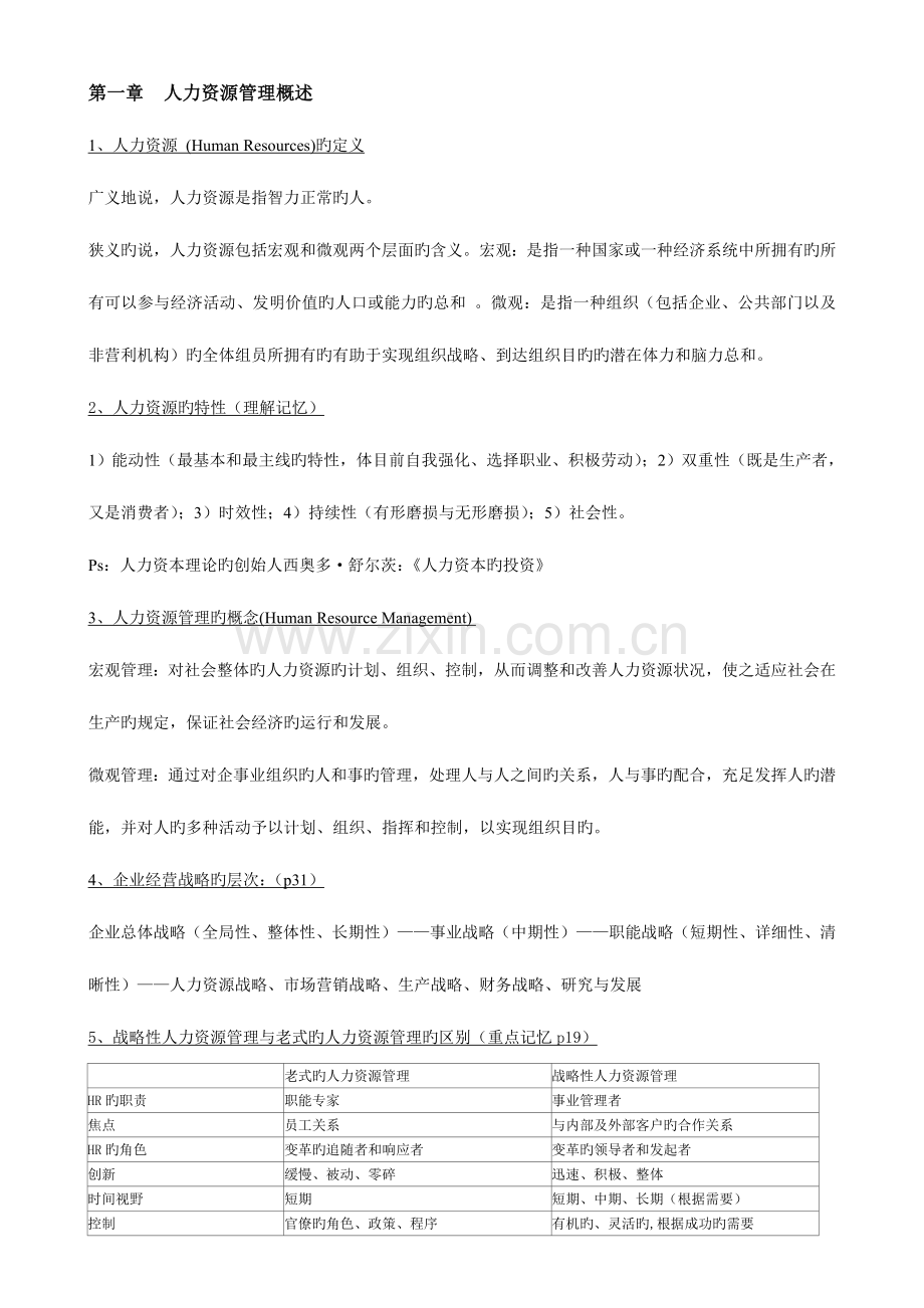2023年人力资源期末考试知识点.doc_第1页