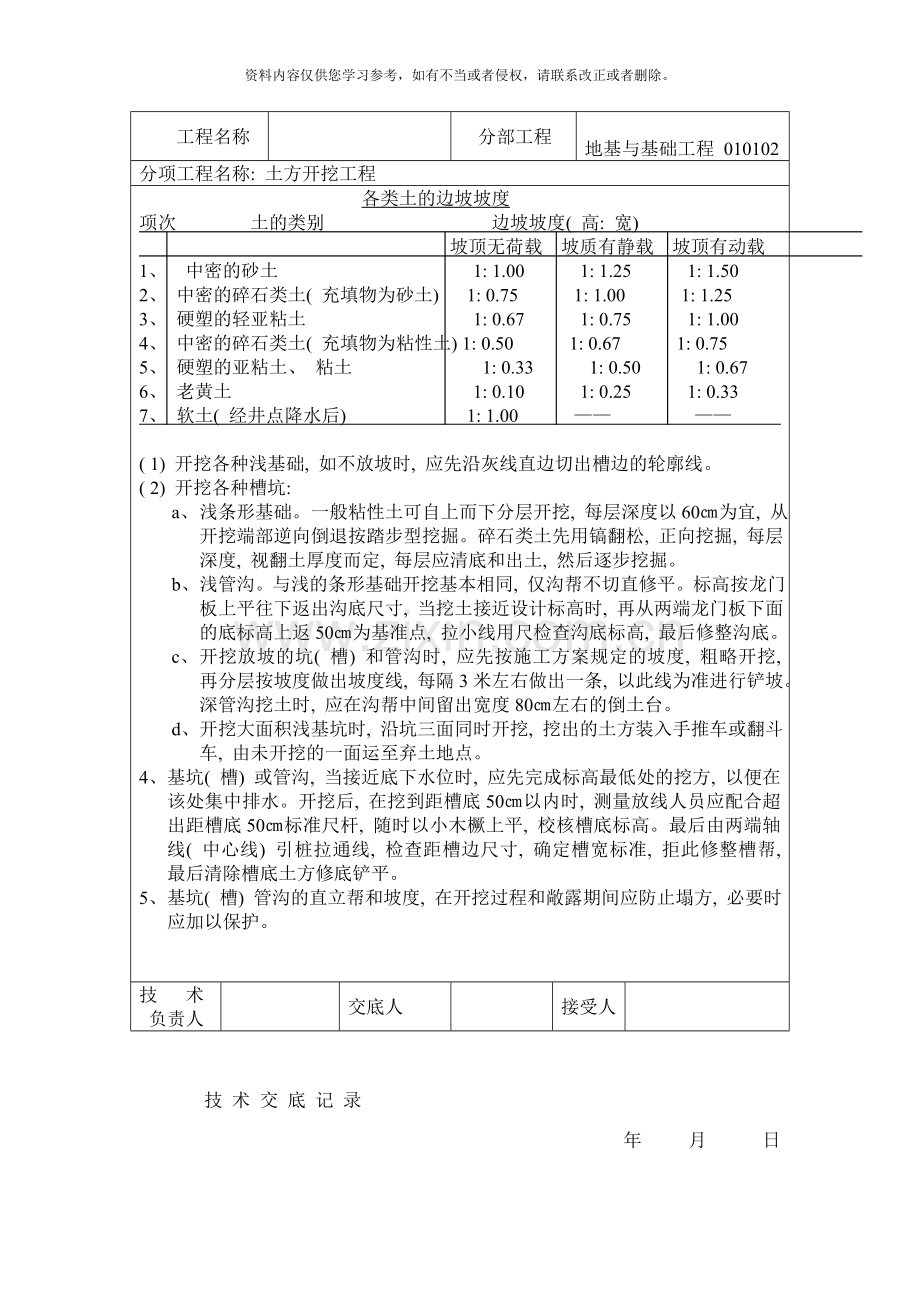 地基与基础开挖技术交底样本.doc_第2页