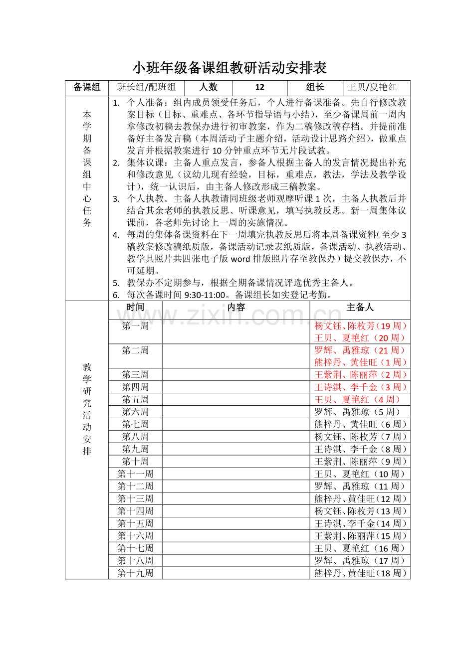 小班备课组登记表.docx_第1页