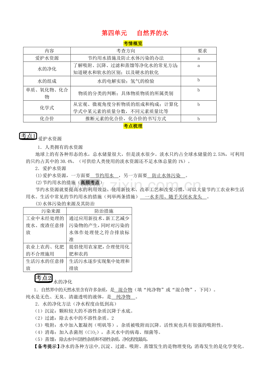 第三单元自然界的水复习.doc_第1页