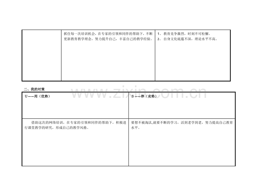 任务表单：个人自我诊断SWOT分析表 (5).doc_第2页