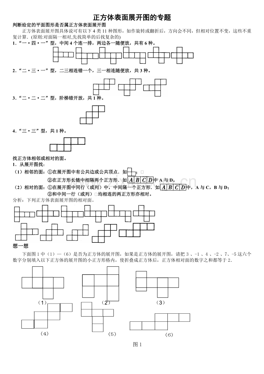 几何体的表面展开图专题.doc_第1页