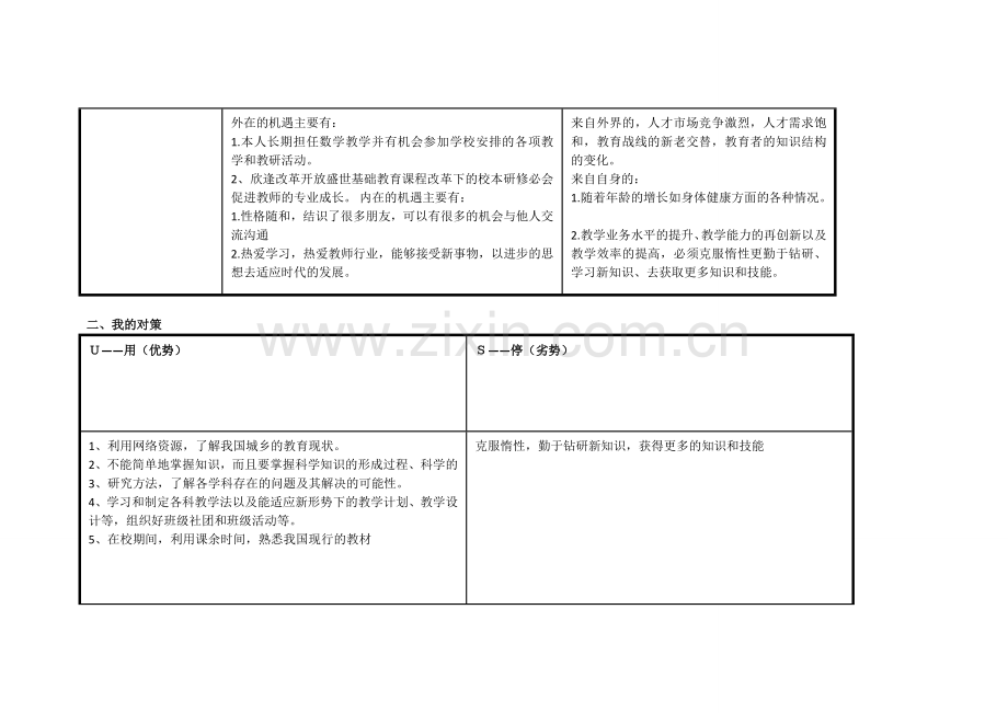 任务表单：个人自我诊断SWOT分析表 (9).doc_第2页