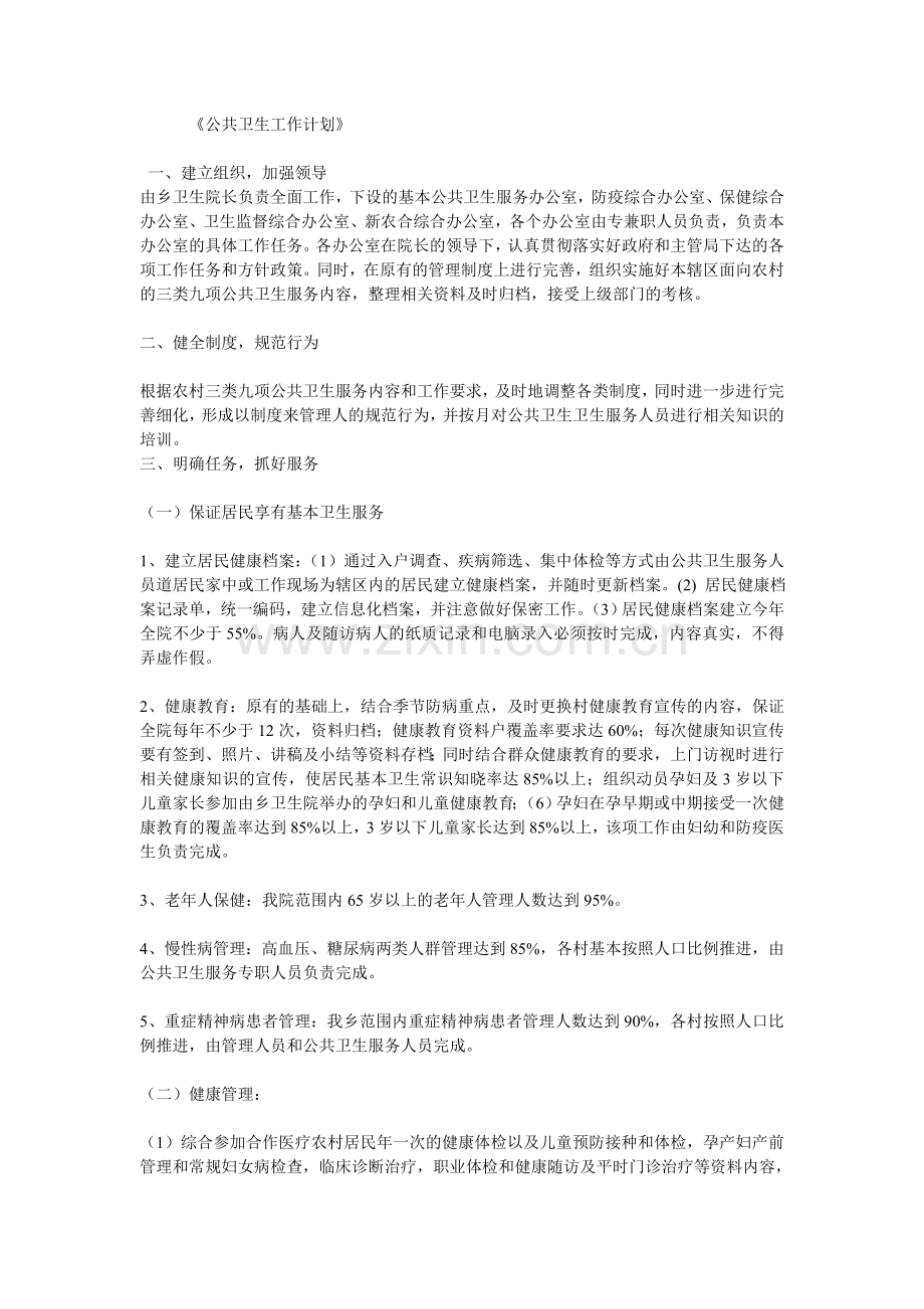 公共卫生工作计划.doc_第1页