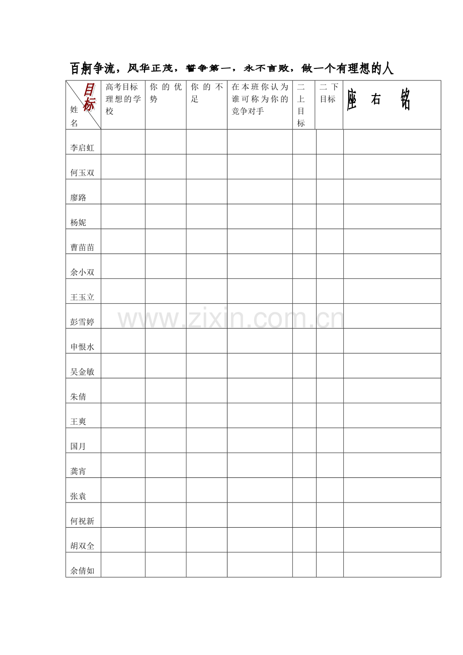 高二十六班目标.doc_第1页