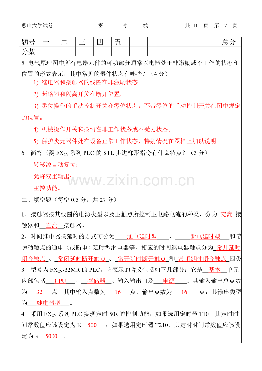 电气控制及PLC期末试卷及标准答案.doc_第2页