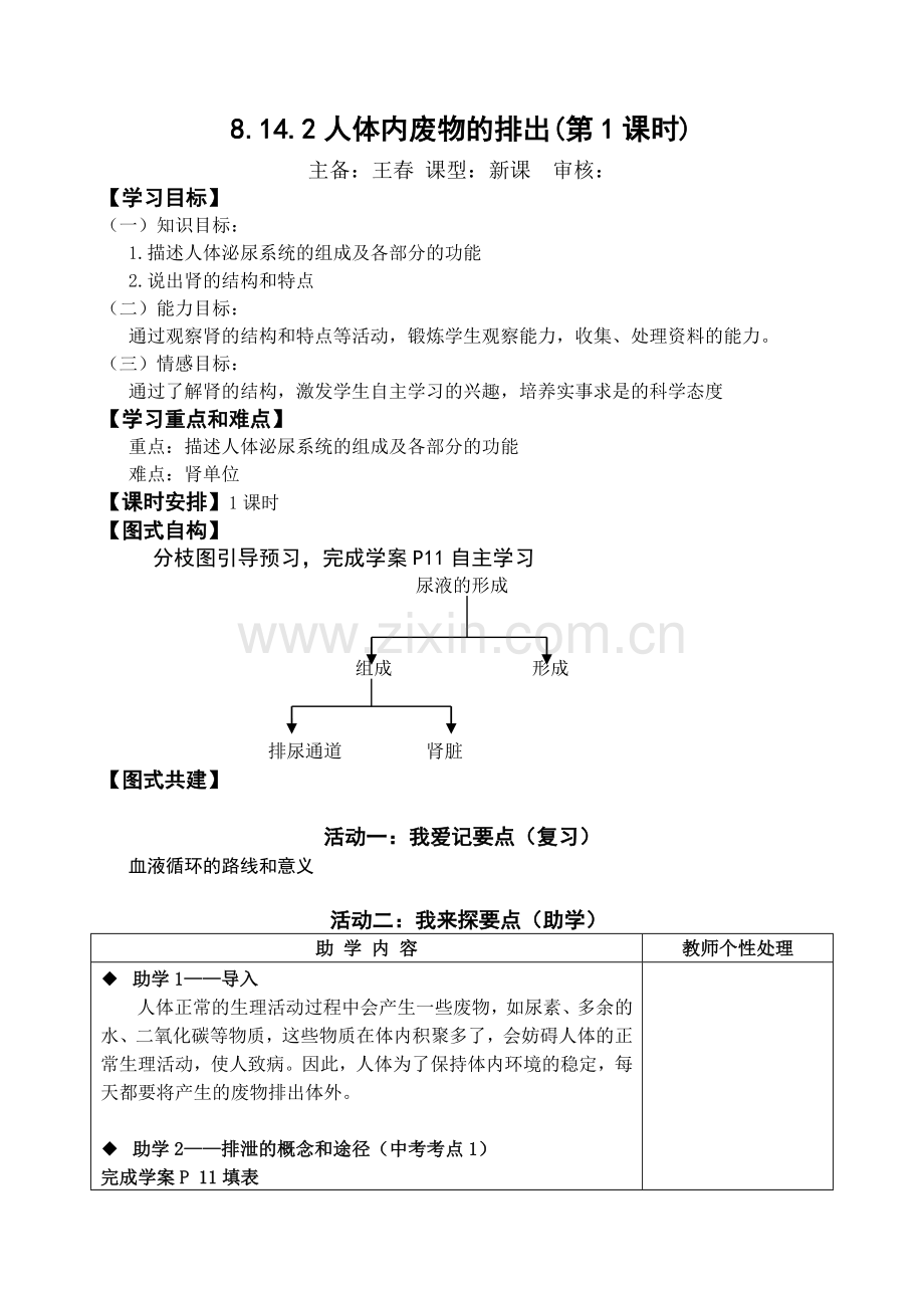 ]142人体内废物的排出(第1课时)（教师版）.doc_第1页