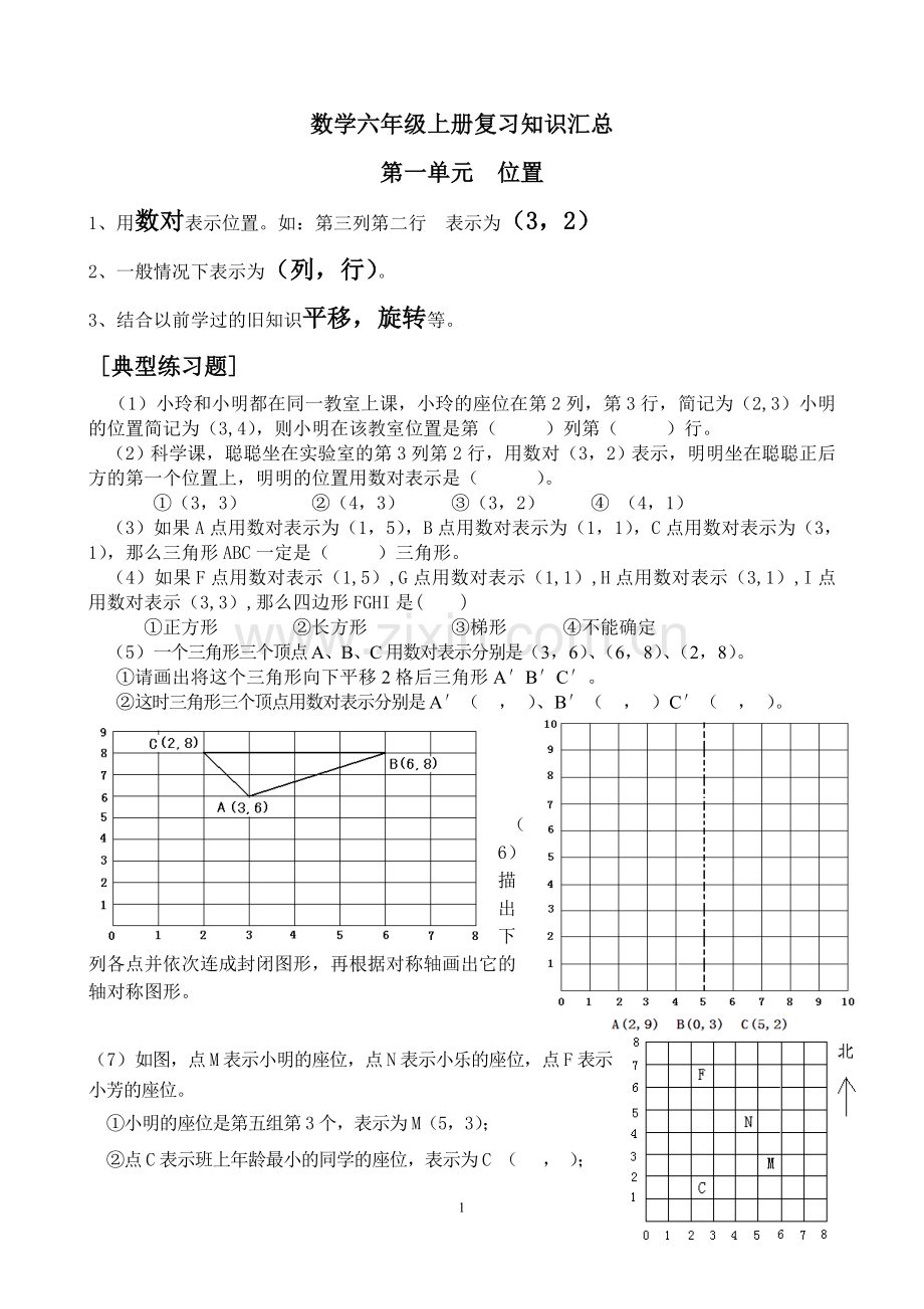 人教版六年级上册数学复习资料.doc_第1页