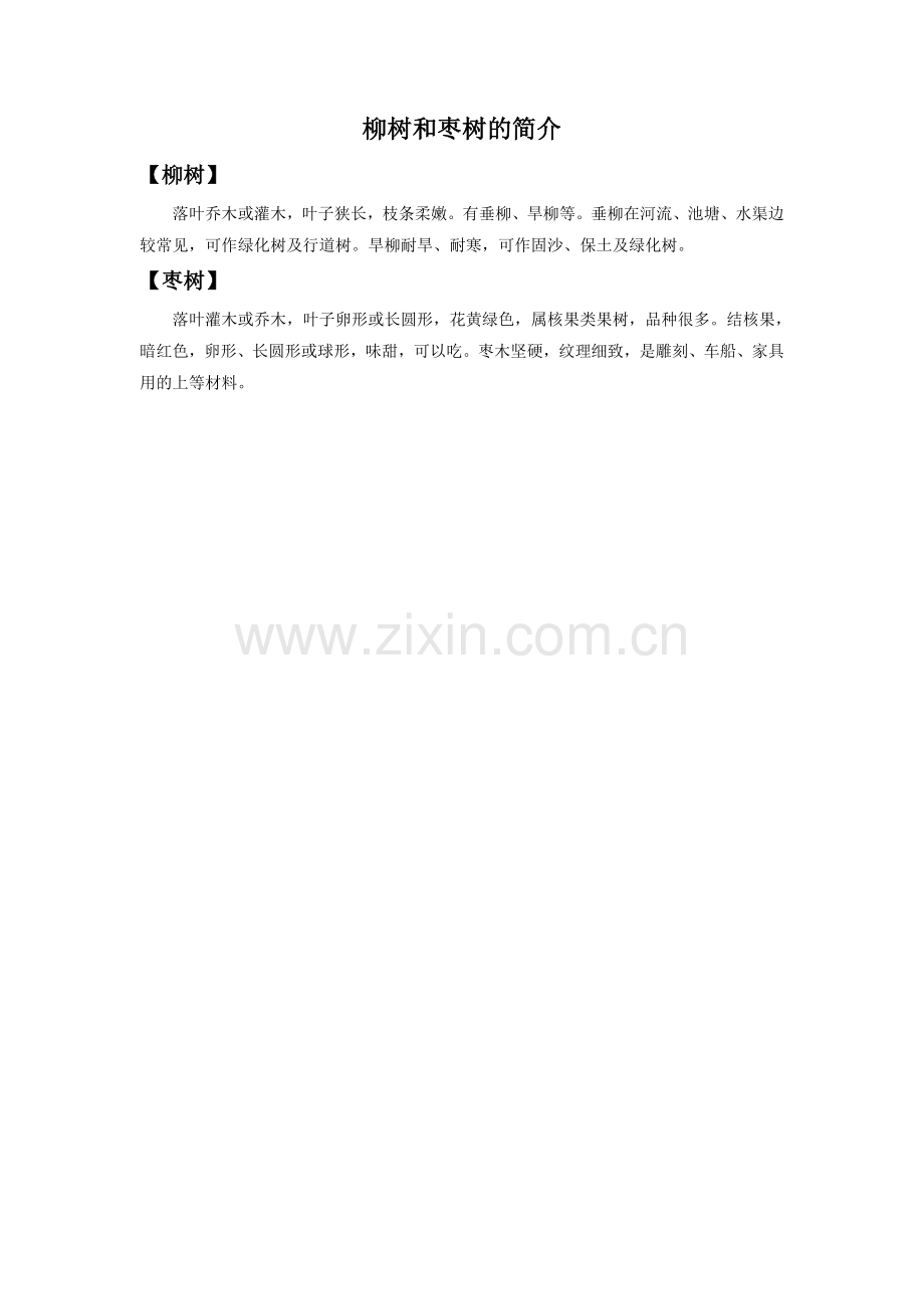 柳树和枣树的简介.doc_第1页