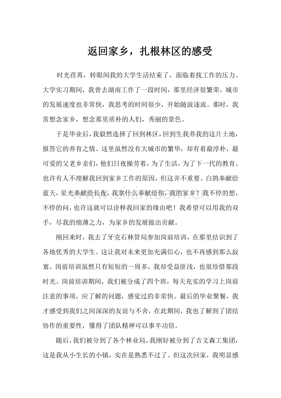 返回家乡工作心得.doc_第1页