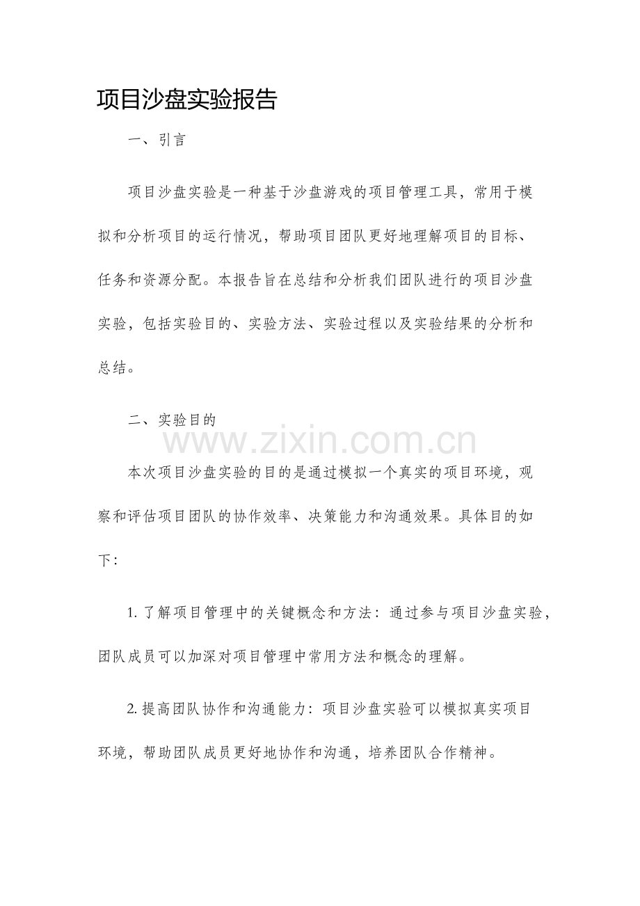 项目沙盘实验报告.docx_第1页