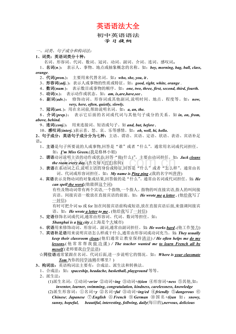 复件人教版初中英语语法大全 (2).doc_第1页