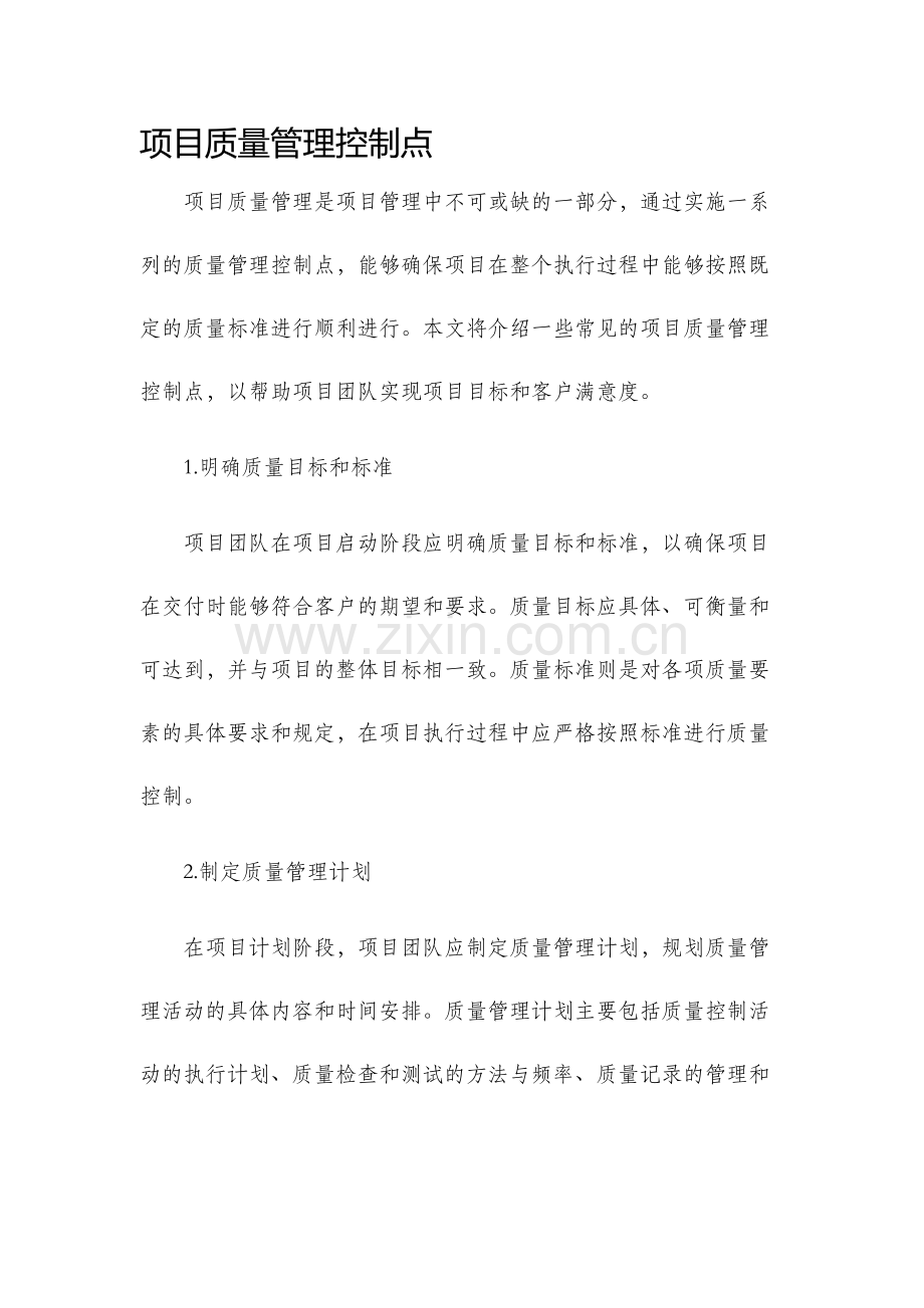 项目质量管理控制点.docx_第1页