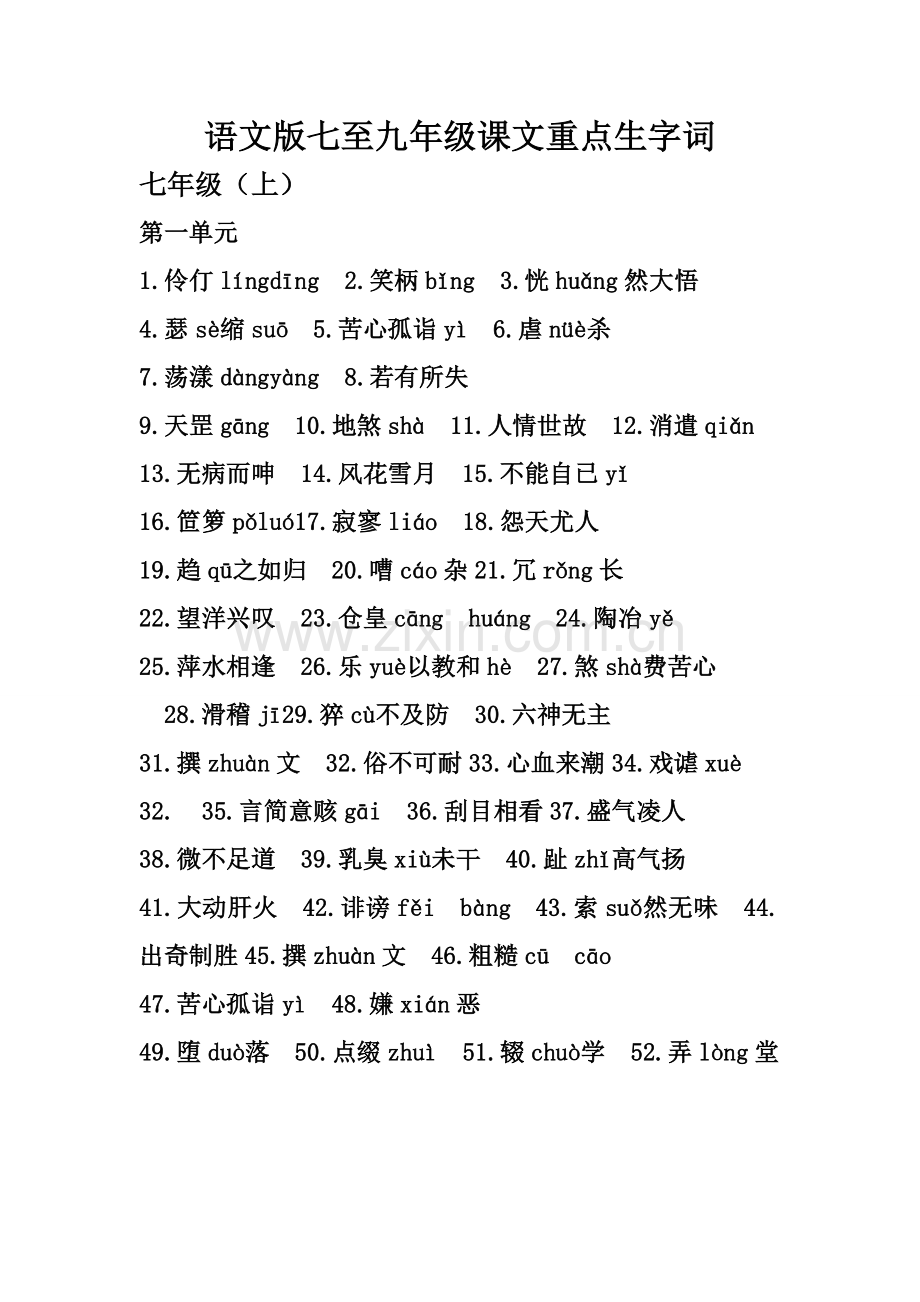 七至九年级重点字词.doc_第1页