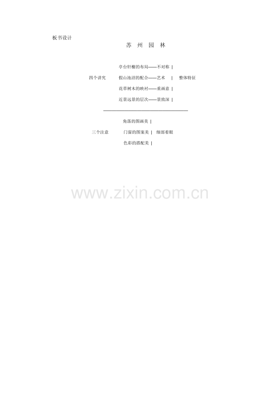 《苏州园林》板书设计.doc_第1页