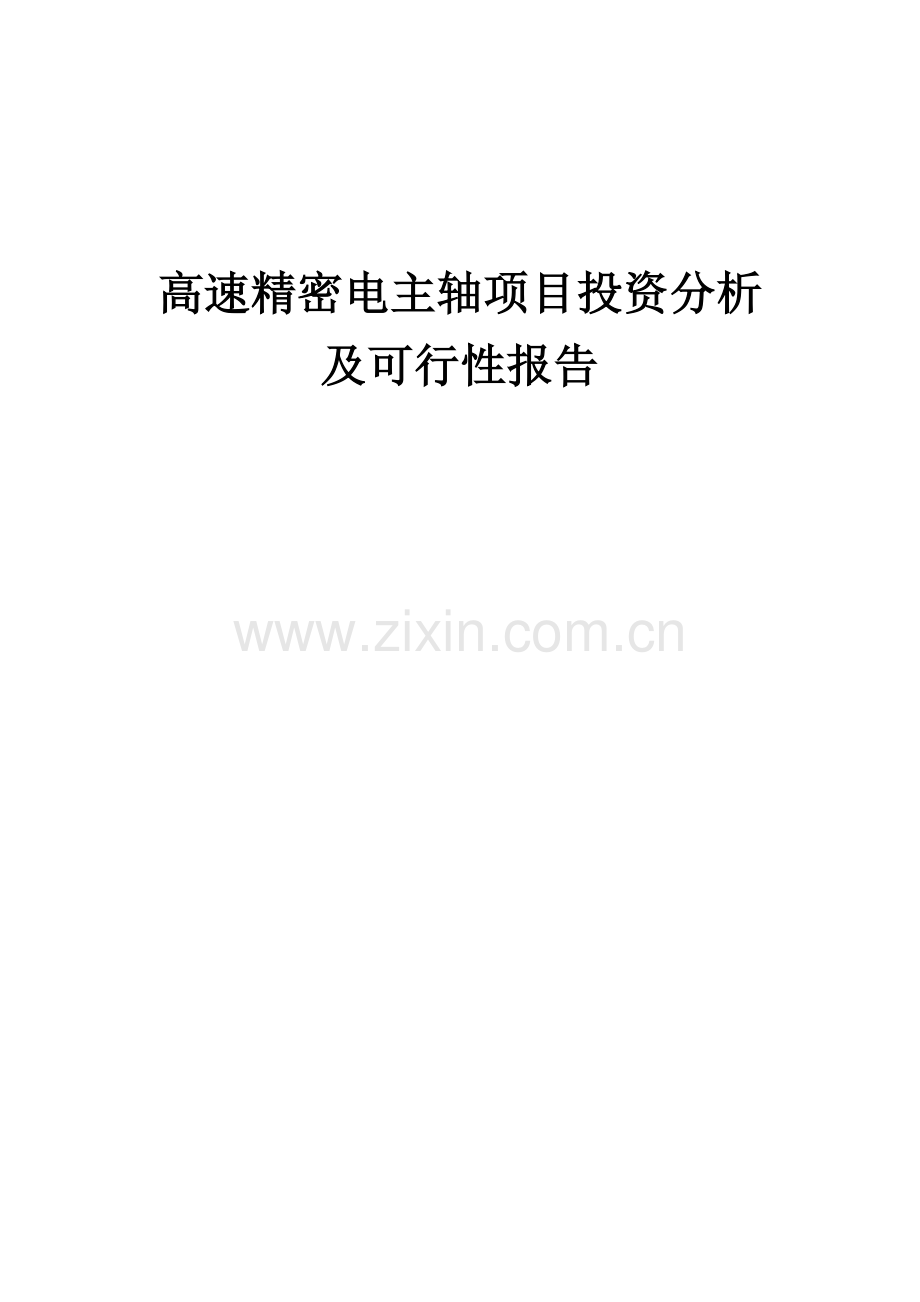高速精密电主轴项目投资分析及可行性报告.docx_第1页