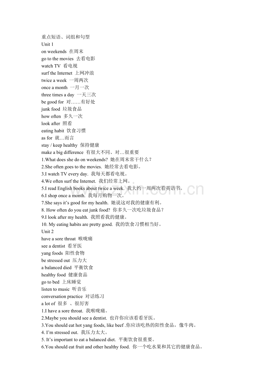 各单元重点短语词组和句型.doc_第1页