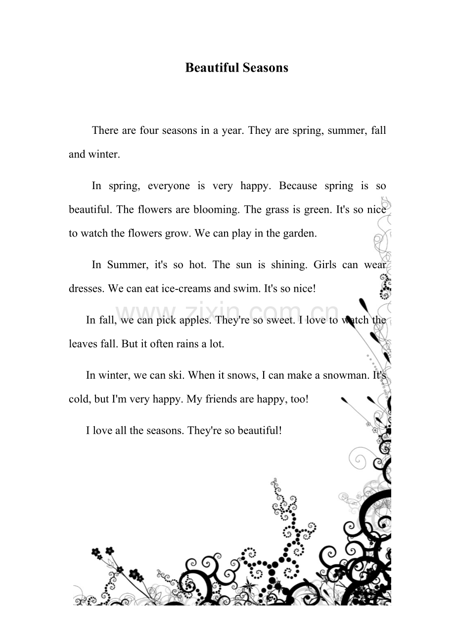 小学生英语作文-beautiful_seasons.docx_第1页