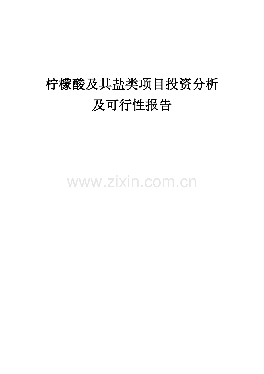 柠檬酸及其盐类项目投资分析及可行性报告.docx_第1页