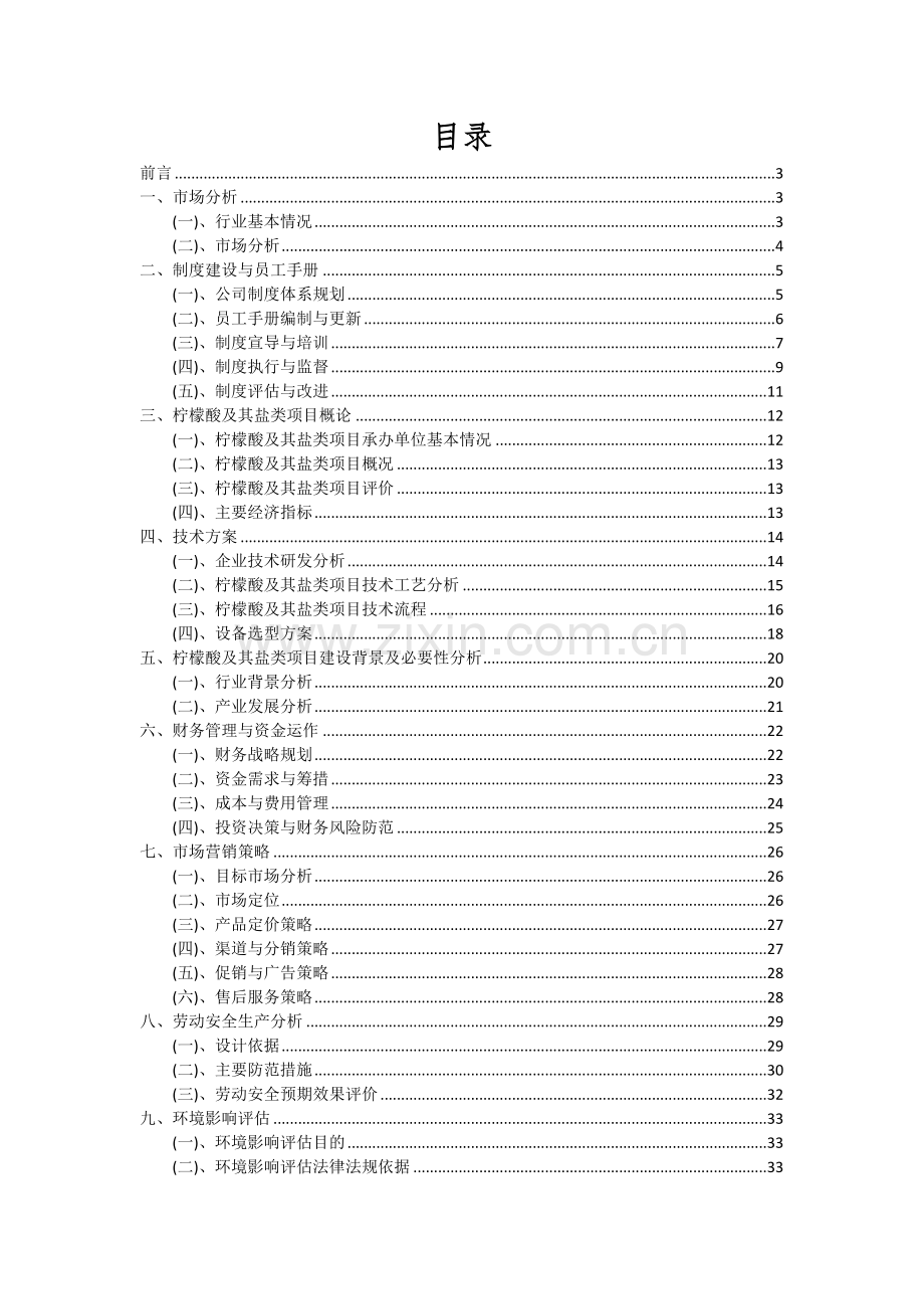 柠檬酸及其盐类项目投资分析及可行性报告.docx_第2页