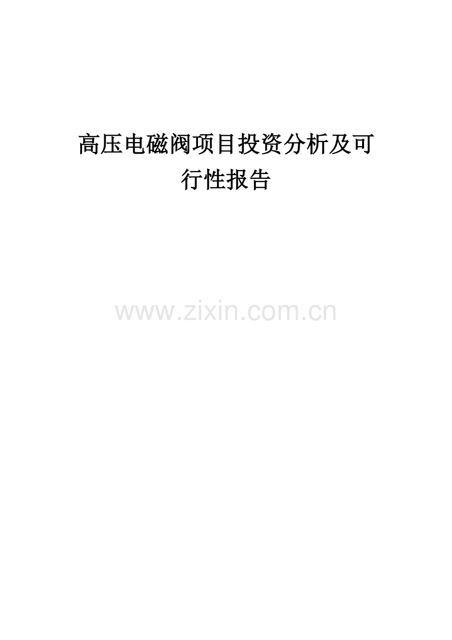 高压电磁阀项目投资分析及可行性报告.docx_第1页