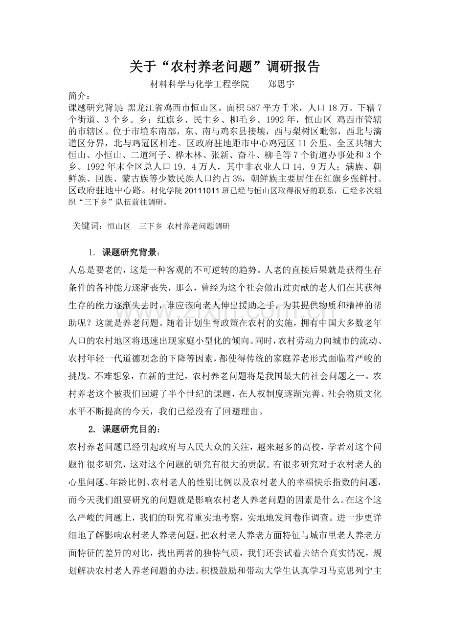关于农村养老问题调研报告.doc_第1页
