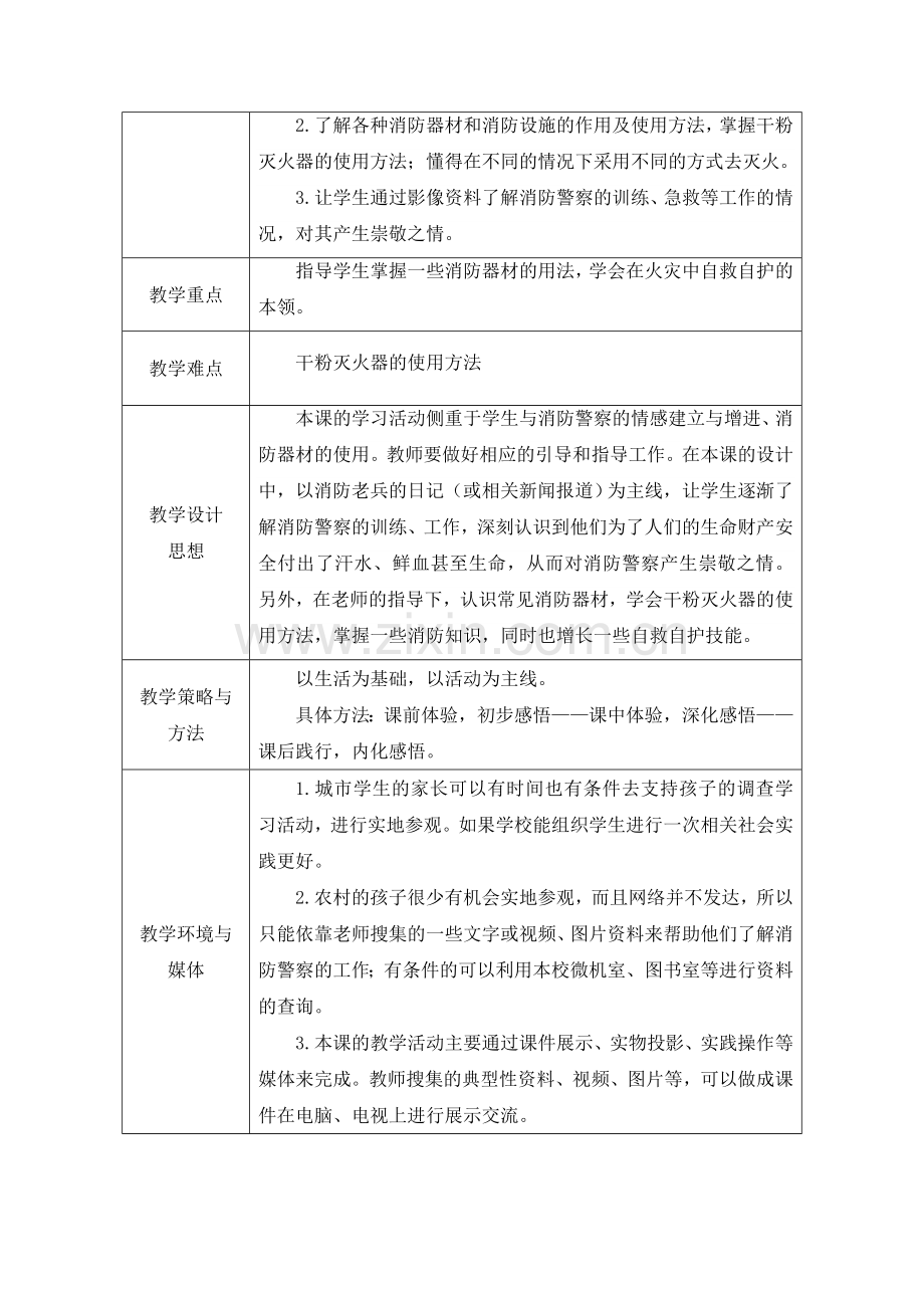 山东人民版小学四年级品德与社会上册《走近消防警察》教案.doc_第2页