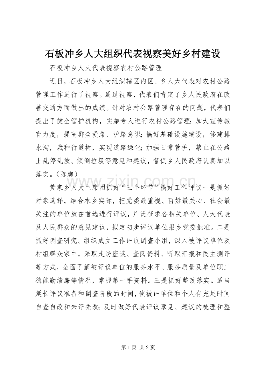 石板冲乡人大组织代表视察美好乡村建设.docx_第1页