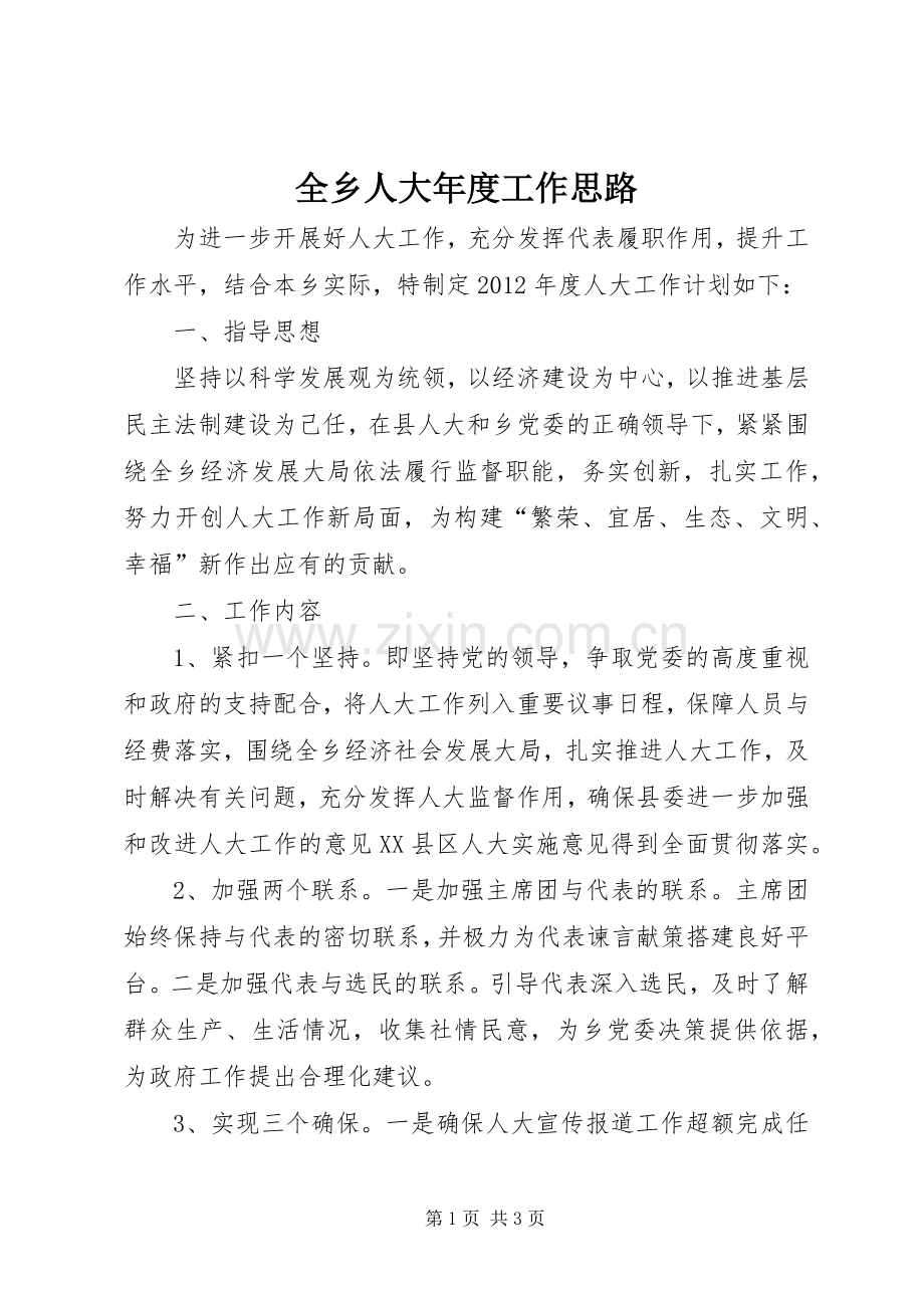 全乡人大年度工作思路.docx_第1页
