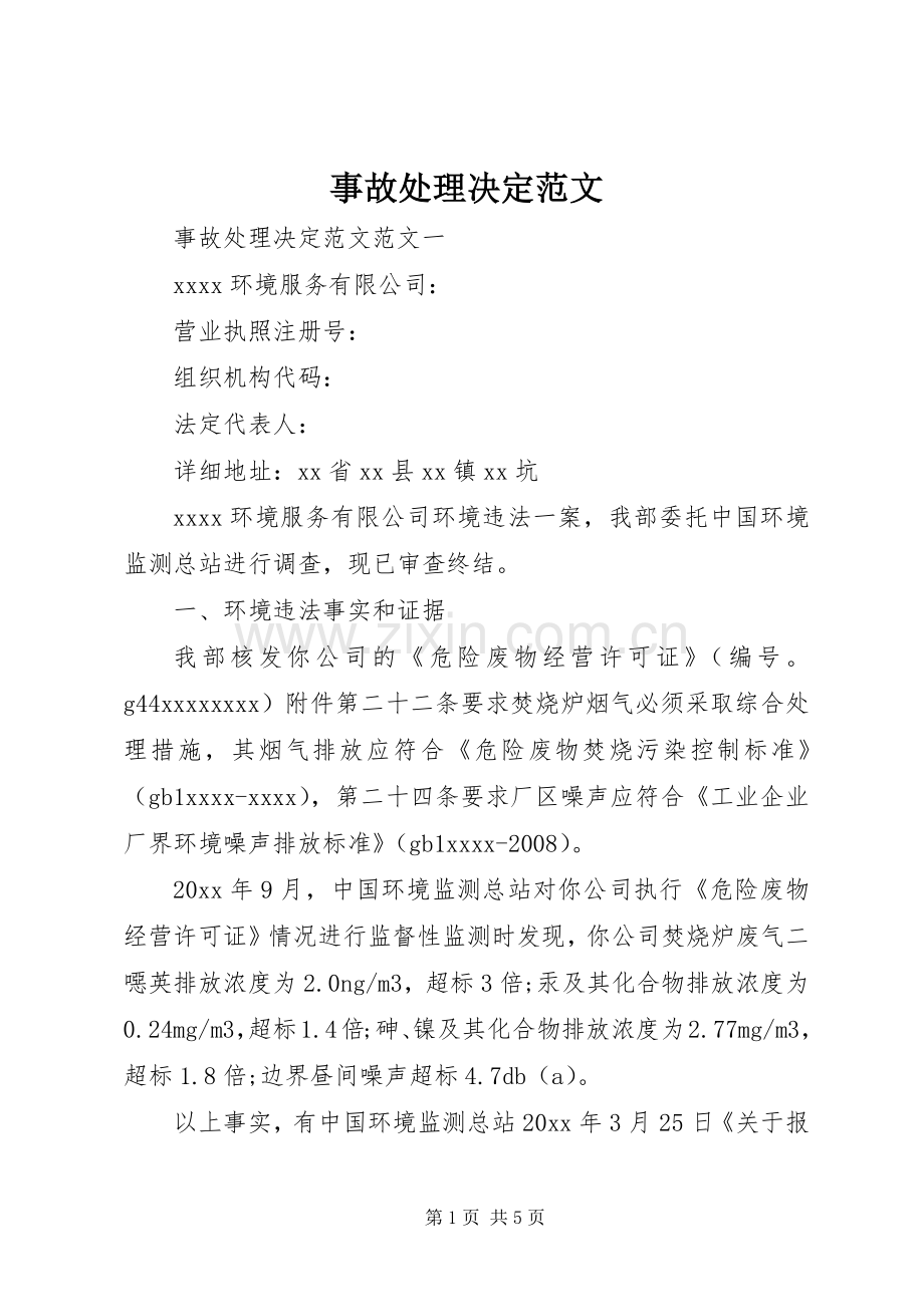 事故处理决定范文.docx_第1页