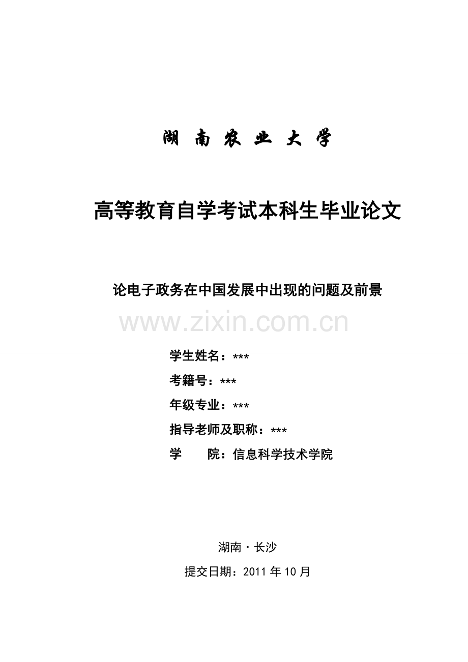 论电子政务在中国发展中出现的问题及前景.doc_第1页