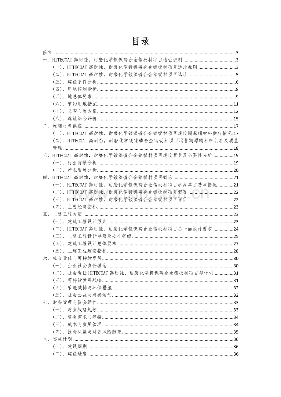 HITECOAT高耐蚀-耐磨化学镀镍磷合金钢板材项目可行性分析报告.docx_第2页
