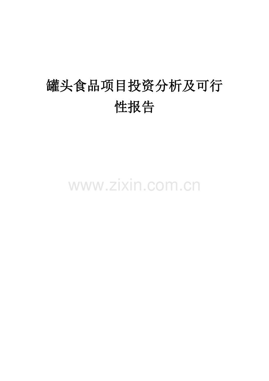 罐头食品项目投资分析及可行性报告.docx_第1页