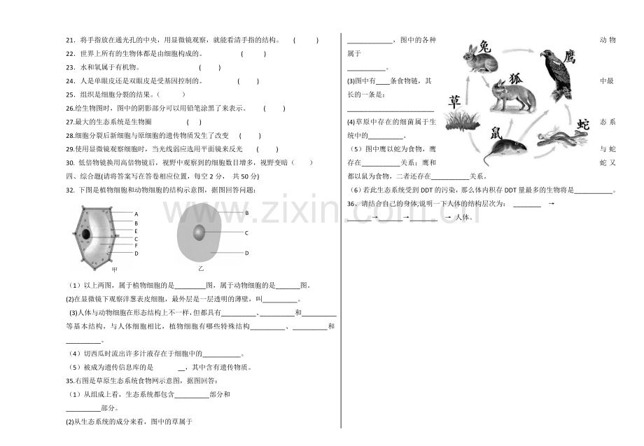 七年级生物试卷 (3).doc_第2页