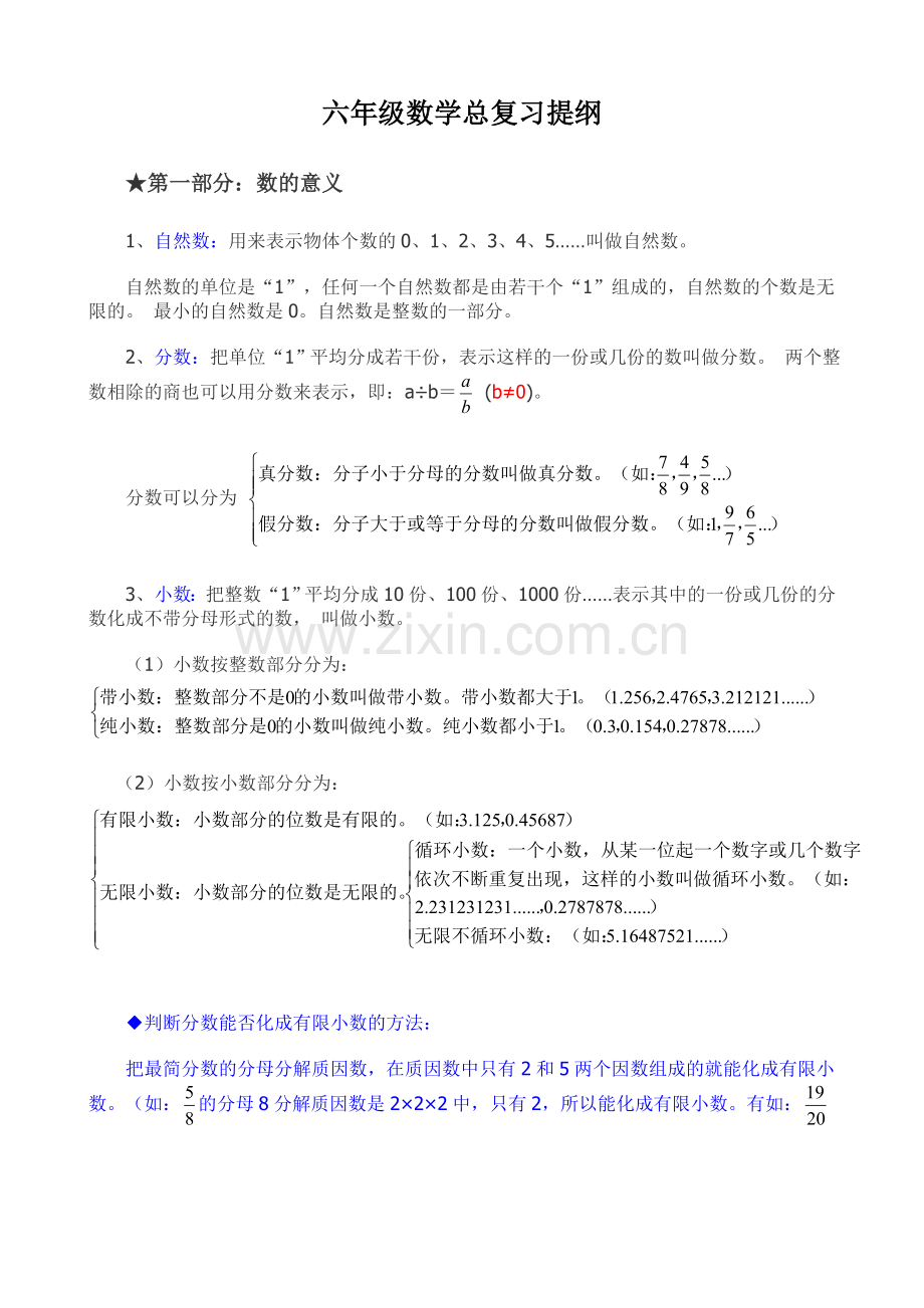 六年级数学总复习提纲.doc_第1页