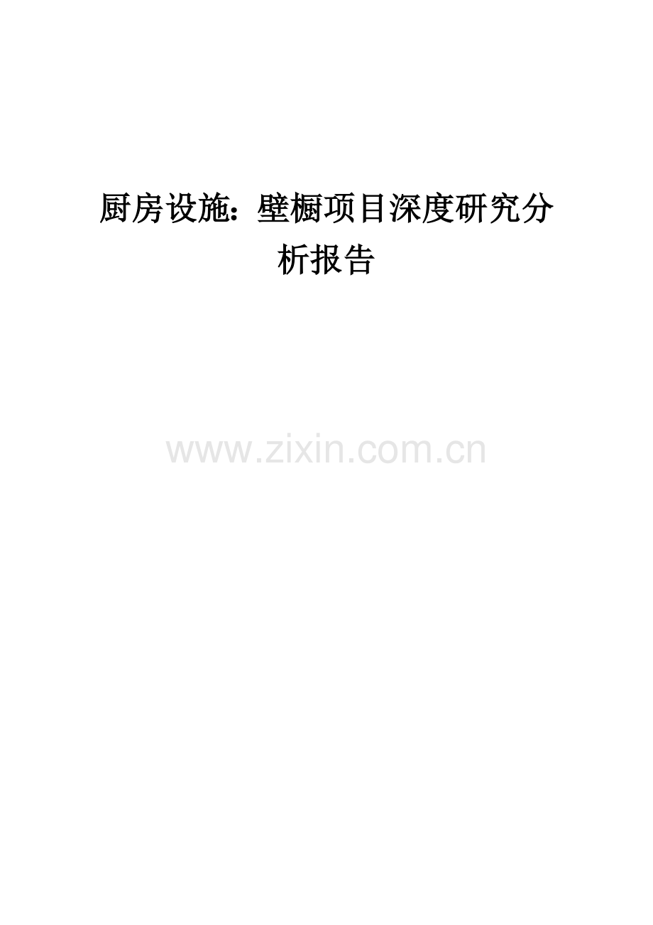 厨房设施：壁橱项目深度研究分析报告.docx_第1页