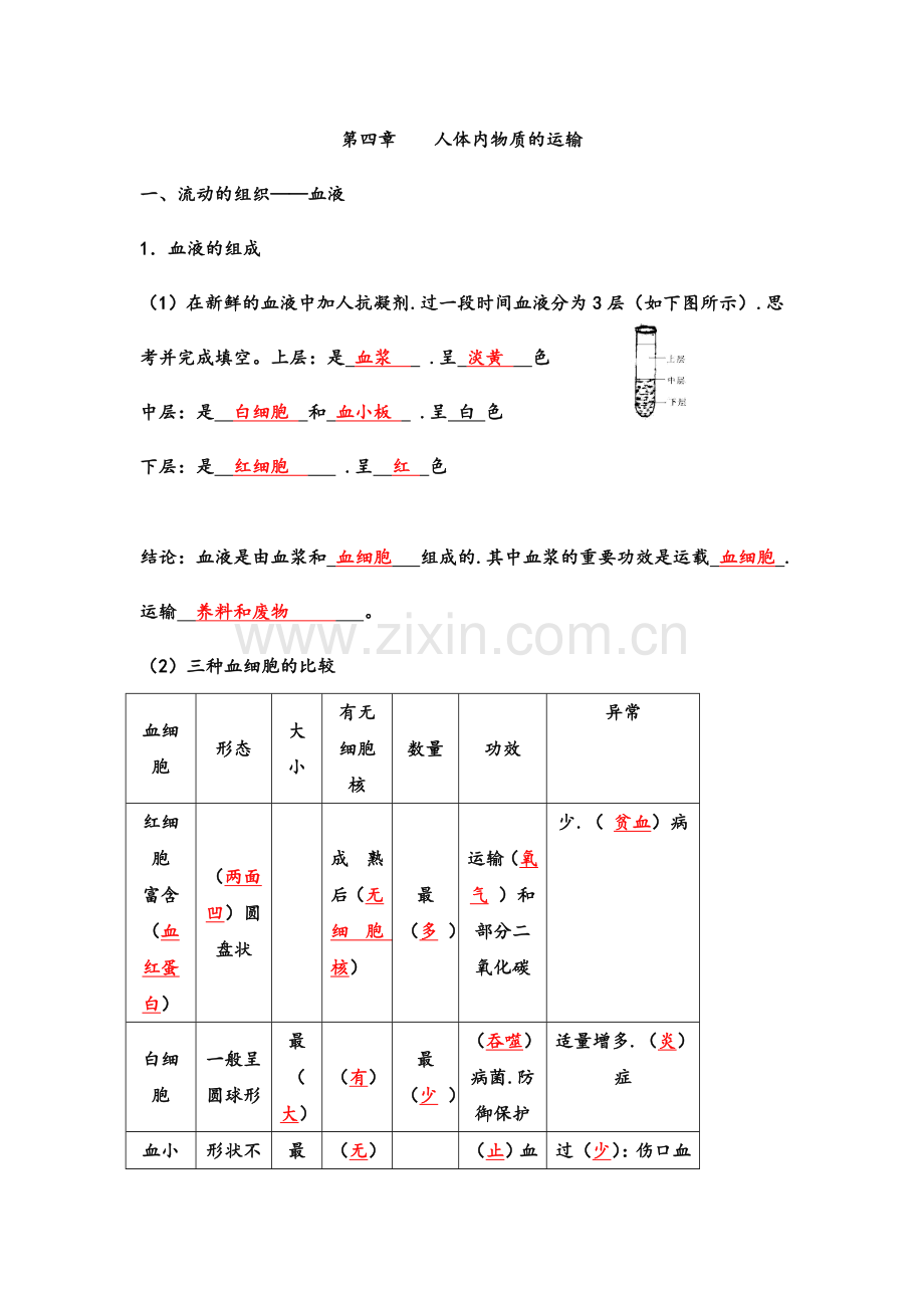 2024年血液循环知识点和题目答案.doc_第1页