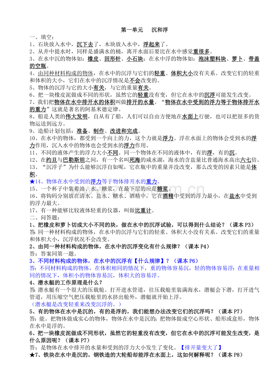 教科版五年级下册科学复习资料(自己总结)2012年(1).doc_第1页