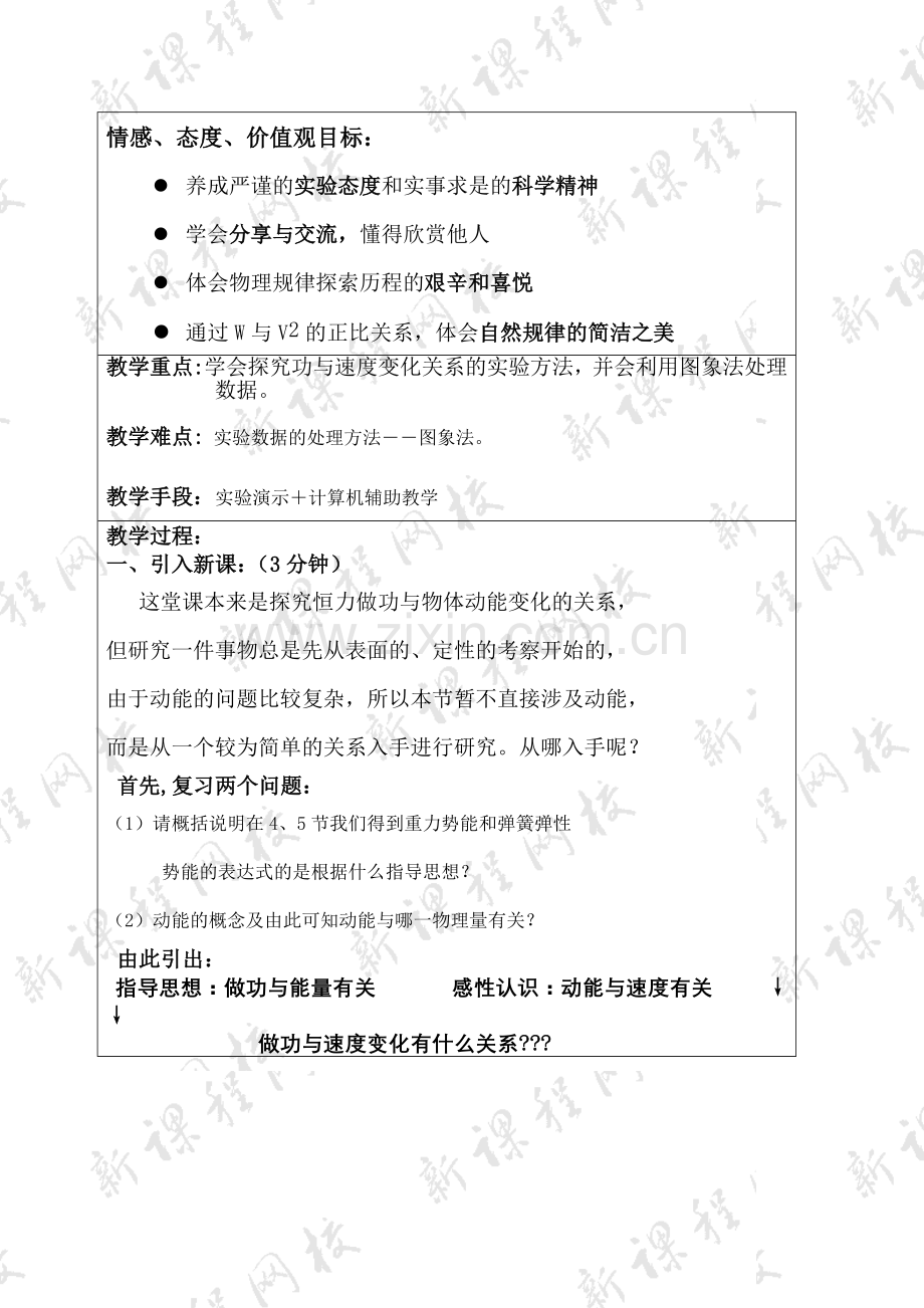 探究功与速度变化的关系说课教案1 (2).doc_第2页